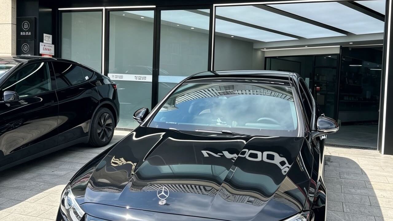 奔驰车主看过来 ，E300L装贴完威固V5 亮度直接翻倍