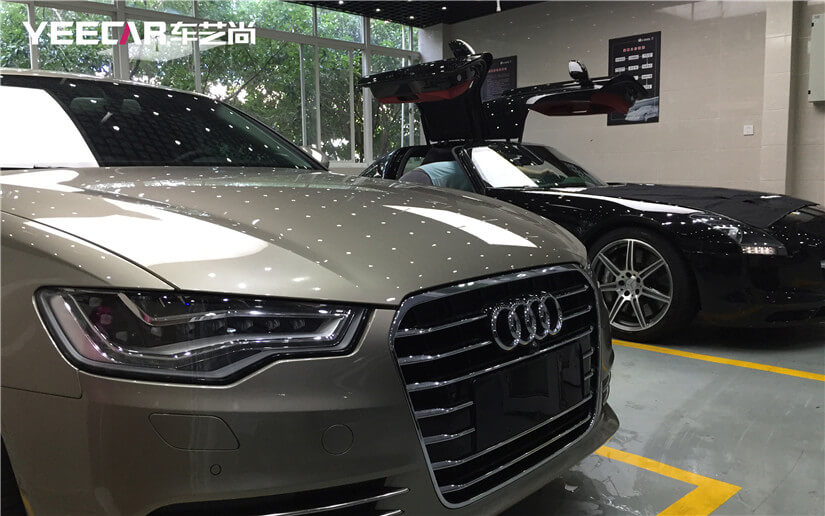 奥迪、奔驰镀晶施工效果展示，漆面纯净无暇