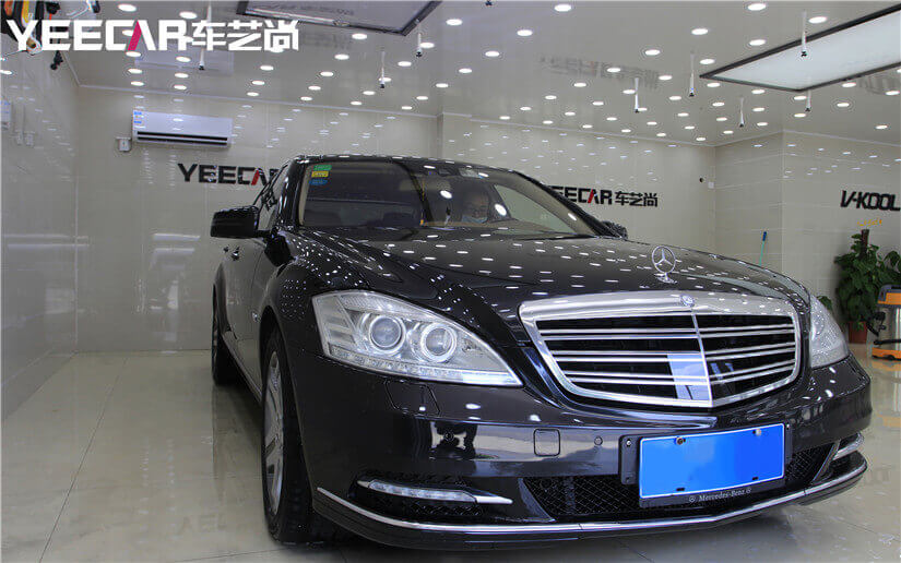 奔驰S600前档V70贴膜施工效果展示