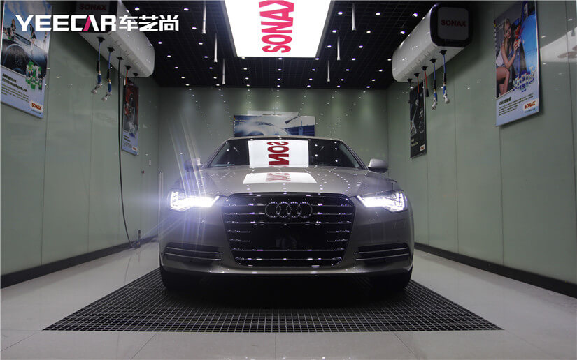 奥迪贴膜前档V70，SONAX镀晶施工后效果展示