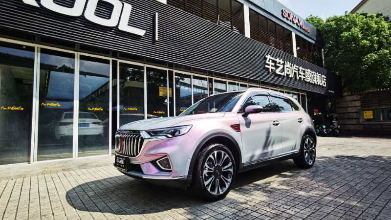 车艺尚中环店红旗hs5梦幻灰改色膜施工案例