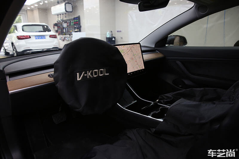 特斯拉Model 3隐形车衣施工效果展示（内饰图）