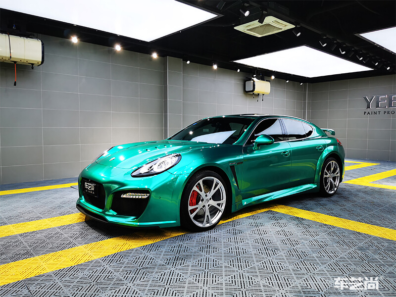 帕拉梅拉车身改色祖母绿效果图