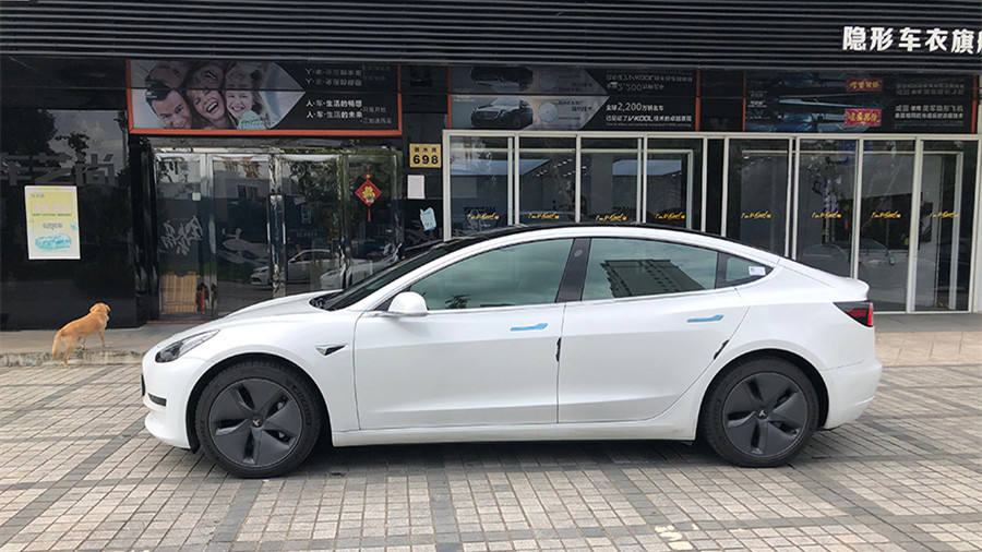 特斯拉Model 3施工威固隔热膜施工案例分享