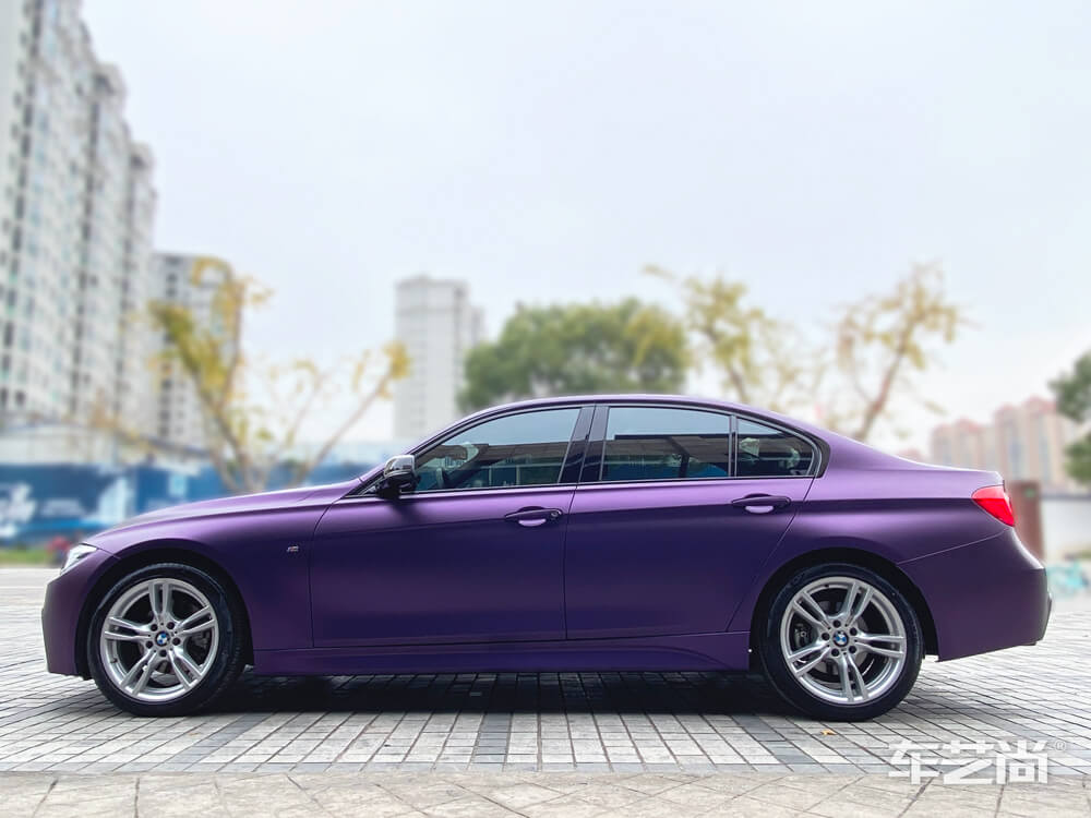 宝马三系车身改色哑光紫效果图