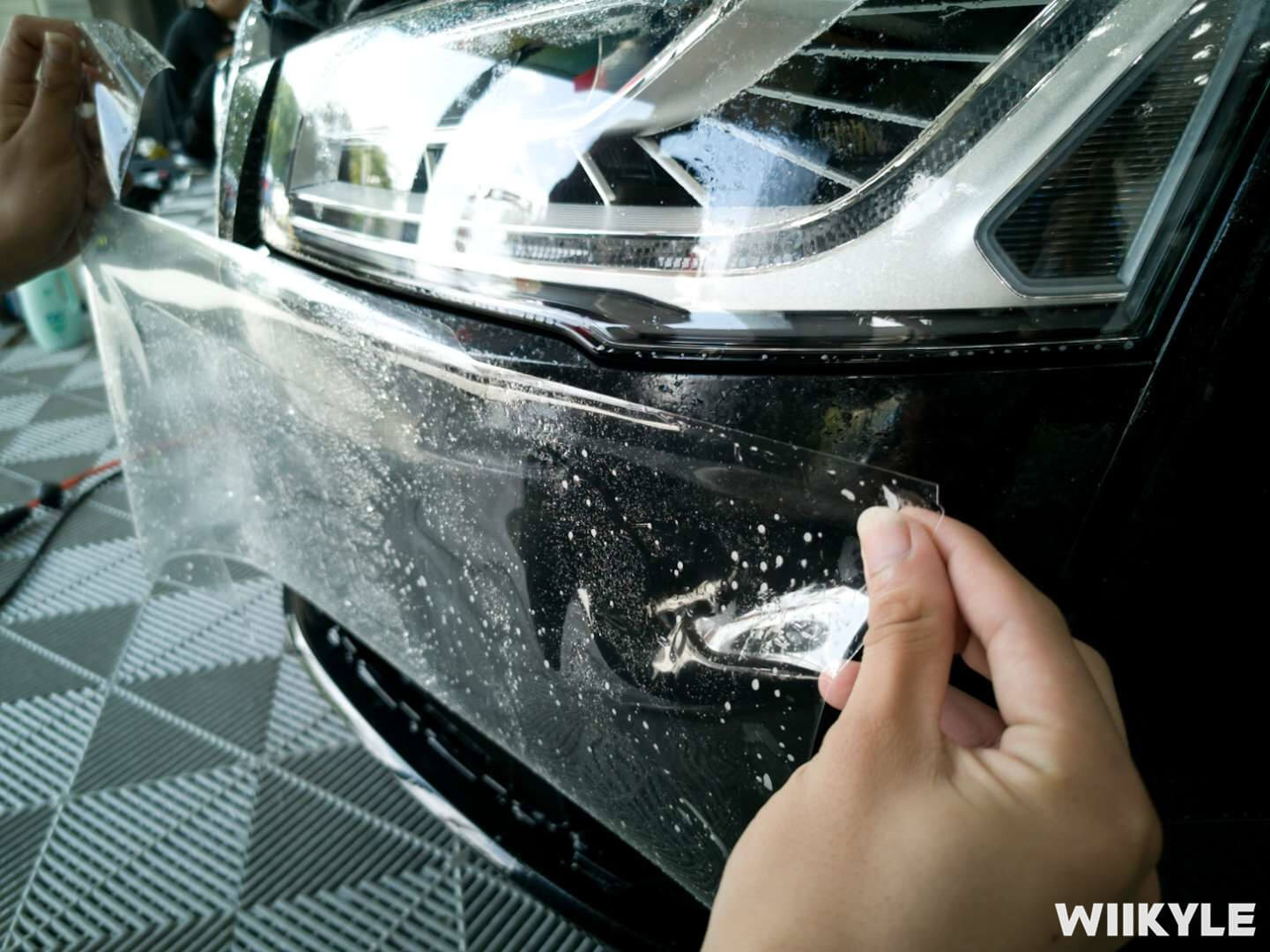奥迪 A8装贴WIIKYLE玻璃膜，施工流程展示（5）