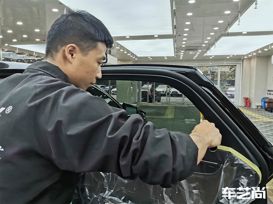 比亚迪汉装贴威固隔热膜，施工流程展示（12）