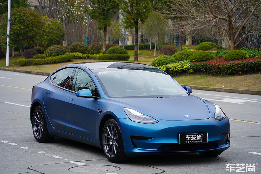 特斯拉Model 3改哑光碧蓝色后效果怎么样？（图七）