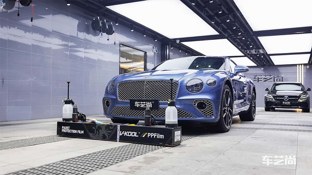 宾利蓝色施工威固漆面保护膜流程及效果展示（图一七）