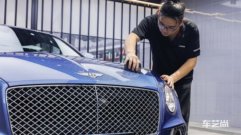 宾利蓝色施工威固漆面保护膜流程及效果展示（图三）