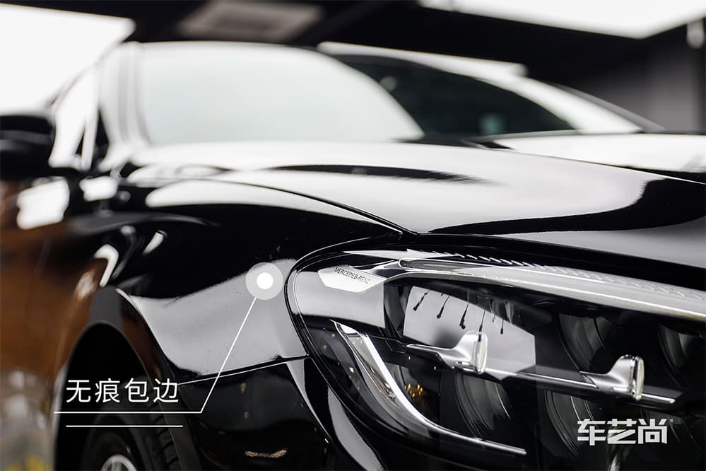 奔驰E300L黑色施工ROLIPS隐形车衣流程及效果展示（图三三）