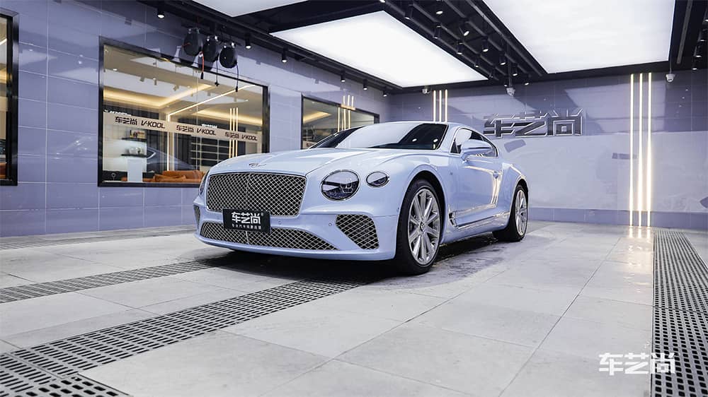 宾利GT蓝色施工威固漆面保护膜流程及效果展示（图三二）