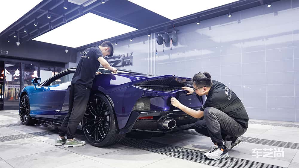 迈凯伦 GT 蓝色施工威固漆面保护膜流程及效果展示（图十）