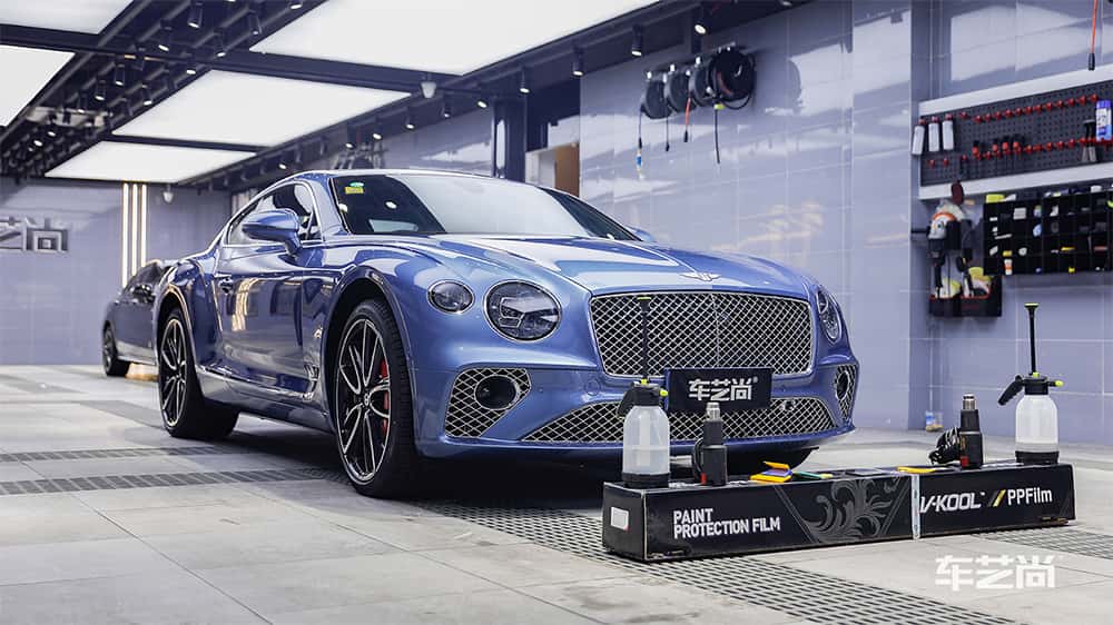 宾利蓝色施工威固漆面保护膜流程及效果展示（图二十）