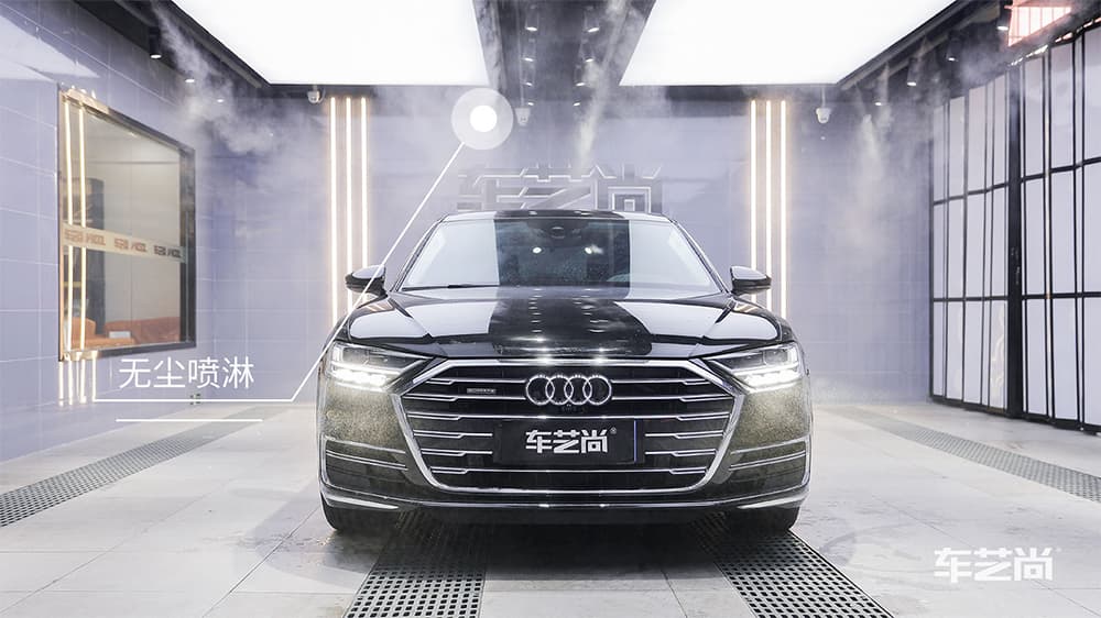 奥迪A8 黑色施工威固漆面保护膜流程及效果展示（图二）