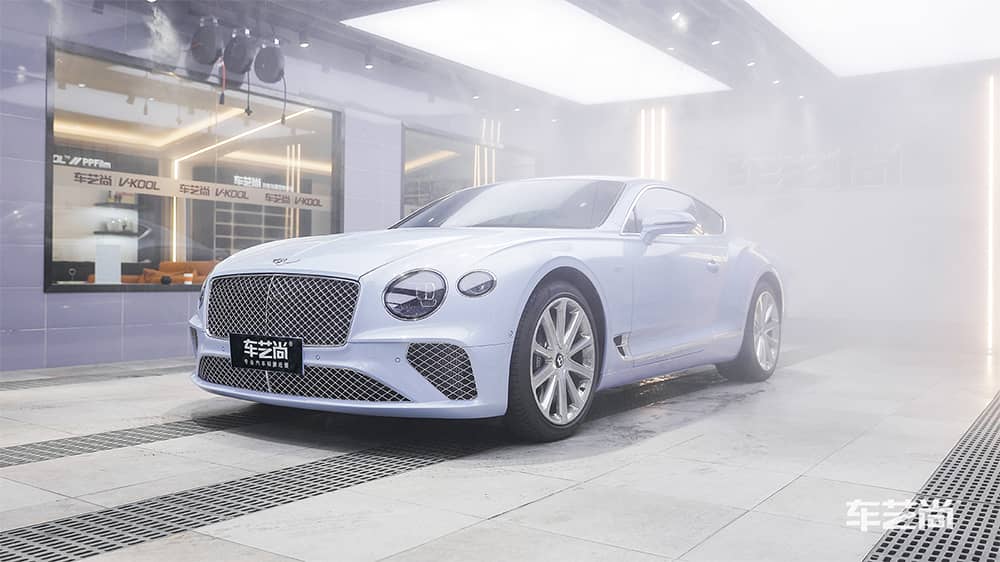 宾利GT蓝色施工威固漆面保护膜流程及效果展示（图三）