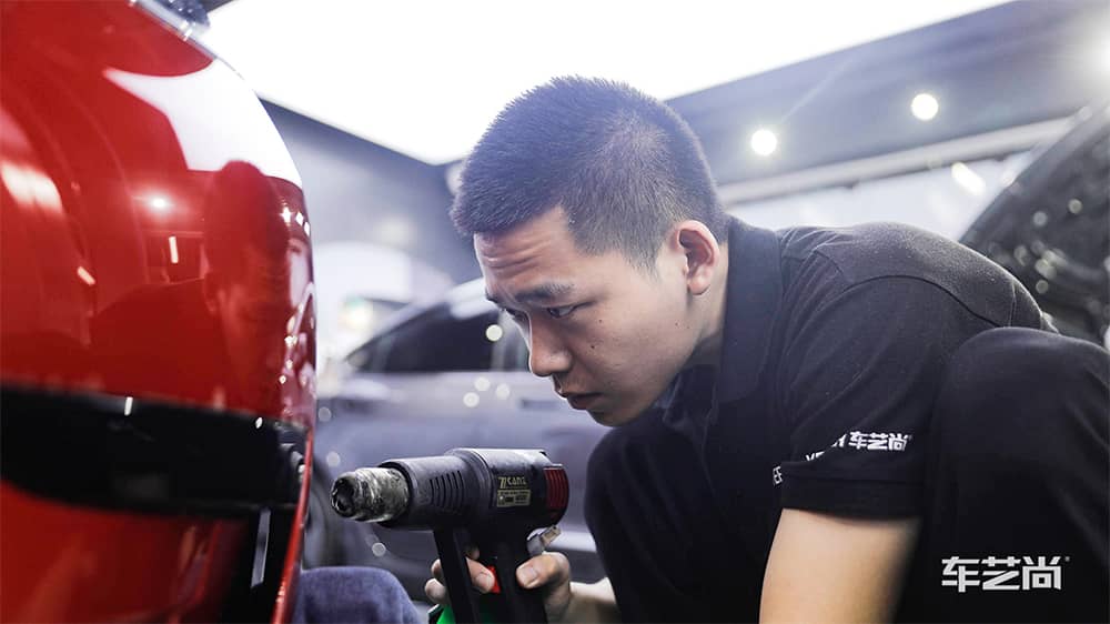 特斯拉Modle3红色施工威固漆面保护膜过程及效果展示（图一六）