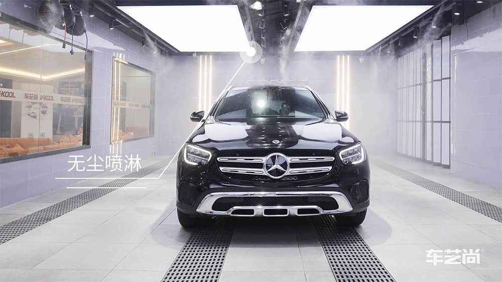 奔驰GLC260黑色施工威固漆面保护膜流程及效果展示（图二）