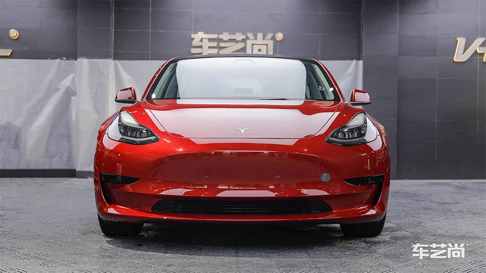特斯拉Modle3红色施工威固漆面保护膜过程及效果展示（图二七）