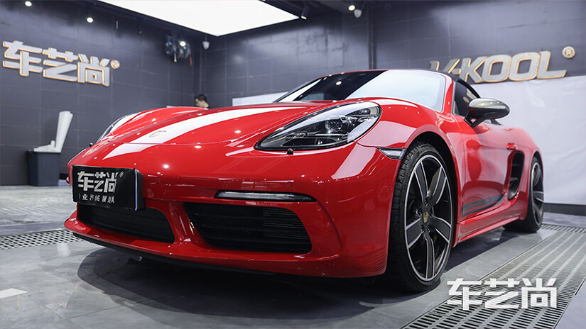 保时捷718贴车衣后效果