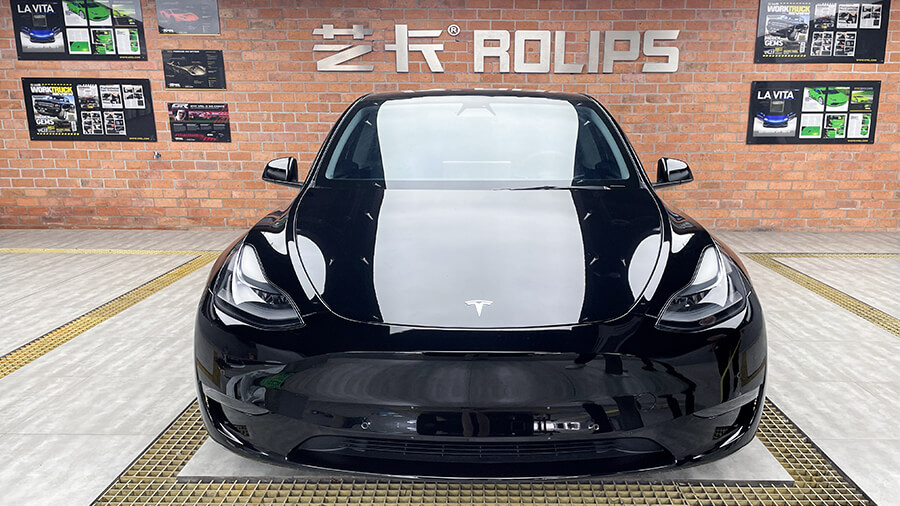 特斯拉黑色施工极光银改色膜案例（图1）