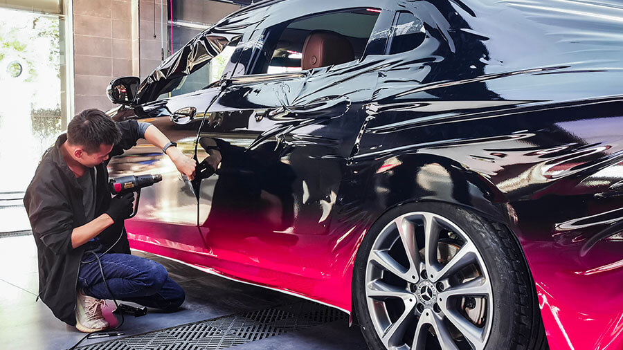 奔驰E级施工车身改色膜（图1）