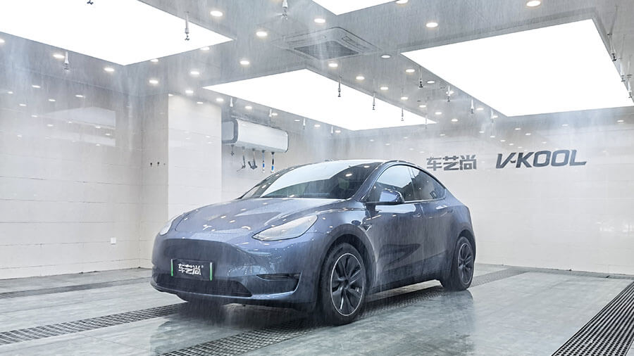 特斯拉黑色施工车身改色膜高亮橙（图4）