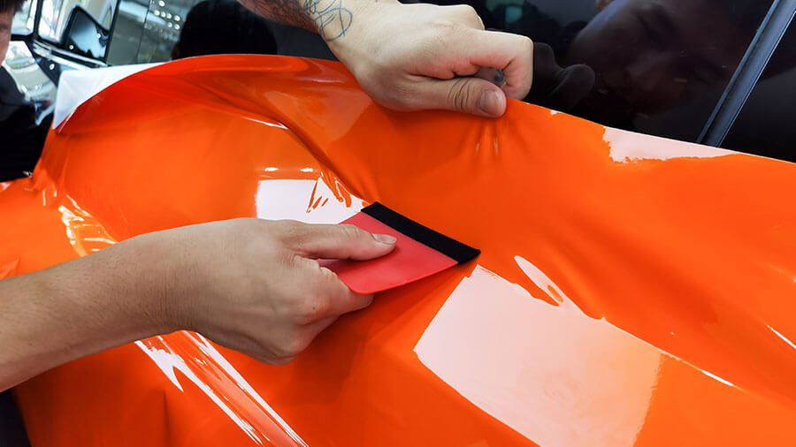 特斯拉黑色施工车身改色膜高亮橙（图7）