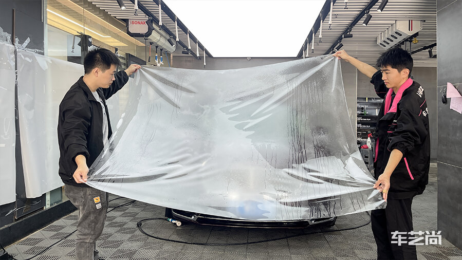 林肯大陆酒红色施工威固隐形车衣案例（图1）