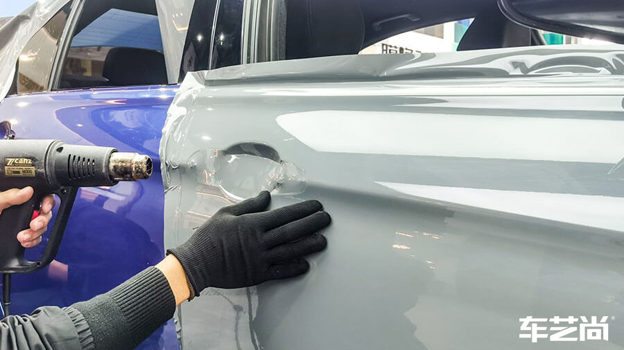 宝马3系蓝色施工车身改色膜纳多灰（图9）