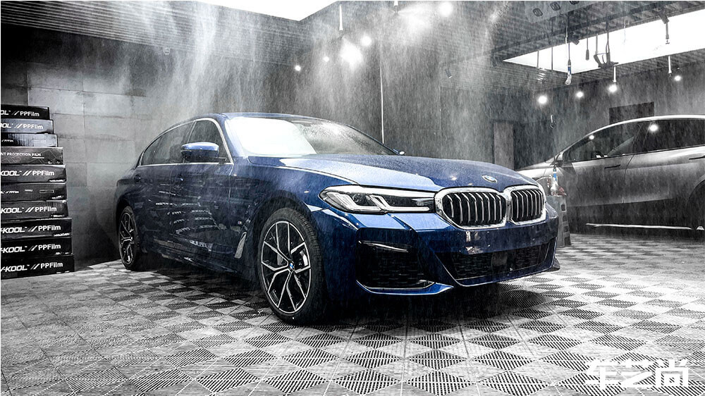 宝马525蓝色施工威固隐形车衣（图1）